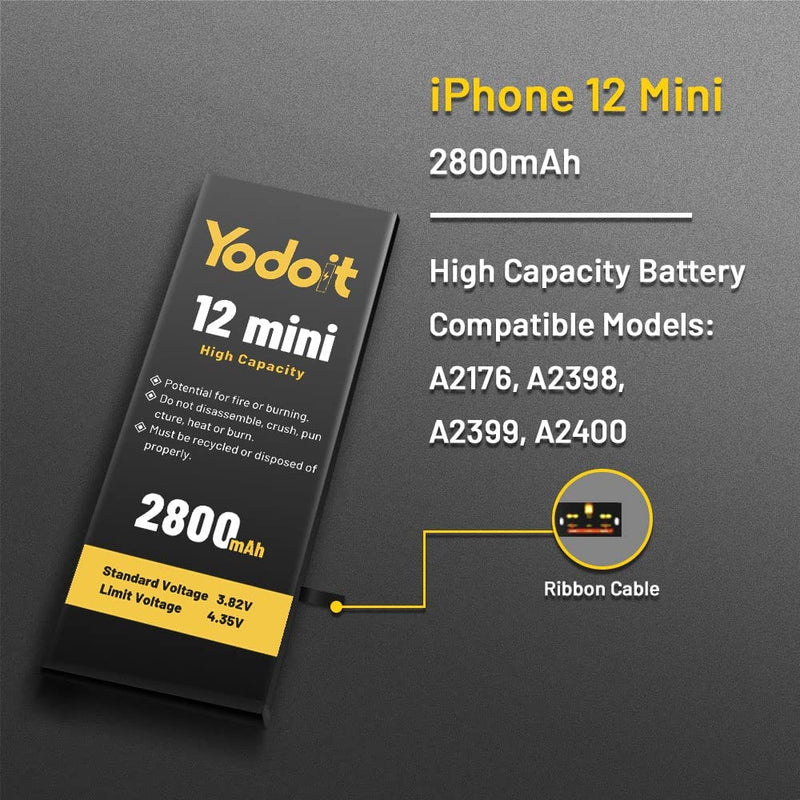 Reemplazo de Batería para iPhone 12 Mini 2800mAh Alta Capacidad Yodoit