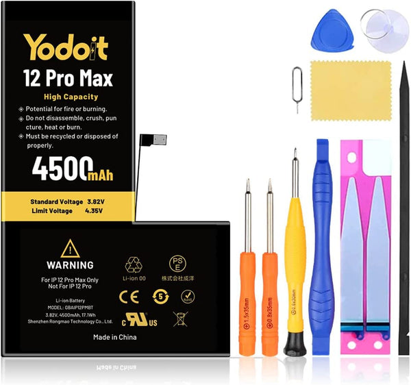 Reemplazo de Batería para iPhone 12 Pro Max 4500mAh Alta Capacidad Yodoit