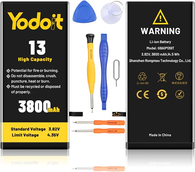 Battery Replacement for iPhone 13 3800mAh High Capacity Yodoit