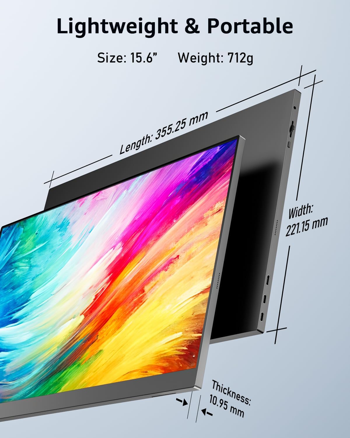 (UK ONLY - LAST 20 PCS)Yodoit Portable Monitor, 15.6" 1920×1080P FHD Screen IPS Display with Kickstand, USB-C & HDMI Connectivity, Built-in Speakers, for Laptop/PC/Mac/PS3/4/5/Xbox