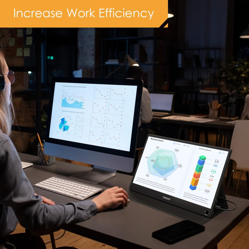 Monitor portable Schermo monitor FHD 1920x1080 Display IPS con USB Tipo C Altoparlanti integrati Monitor per la cura degli occhi