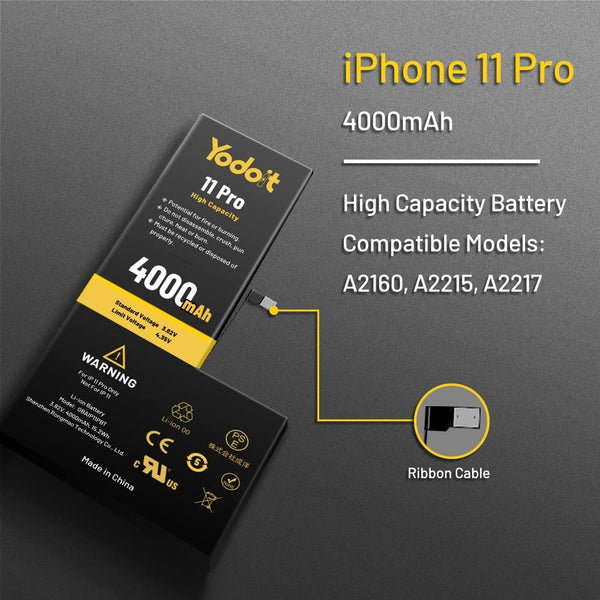 Battery Replacement for iPhone 11 Pro 4700 mAh High Capacity Yodoit