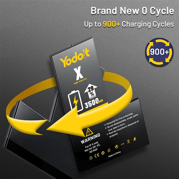 Yodoit Batterie pour iPhone X 3500mAh Haute Capacité 0 Cycle 29% de Plus Que Les Autres Batteries Li-ION Batterie Interne, avec Kit de Réparation - Yodoit