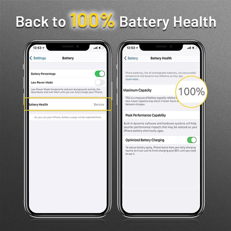 Yodoit Batterie pour iPhone X 3500mAh Haute Capacité 0 Cycle 29% de Plus Que Les Autres Batteries Li-ION Batterie Interne, avec Kit de Réparation - Yodoit