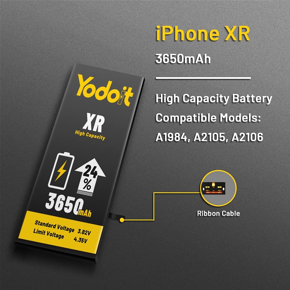 Yodoit Batterie pour iPhone XR 3650mAh Haute Capacité - Yodoit