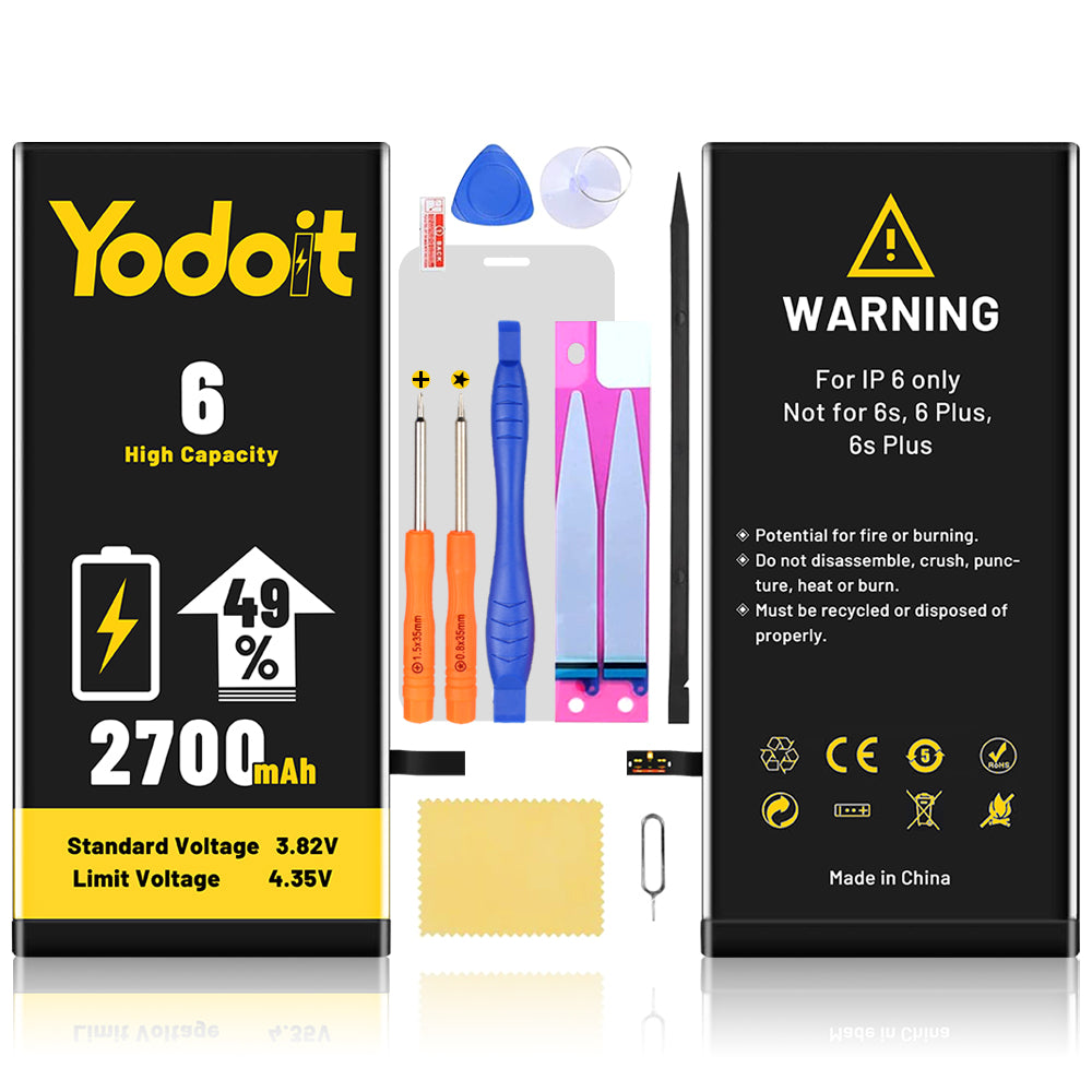 Battery Replacement For Apple iPhone 6 Li-ion 2700mAh Premium High Capacity - Yodoit